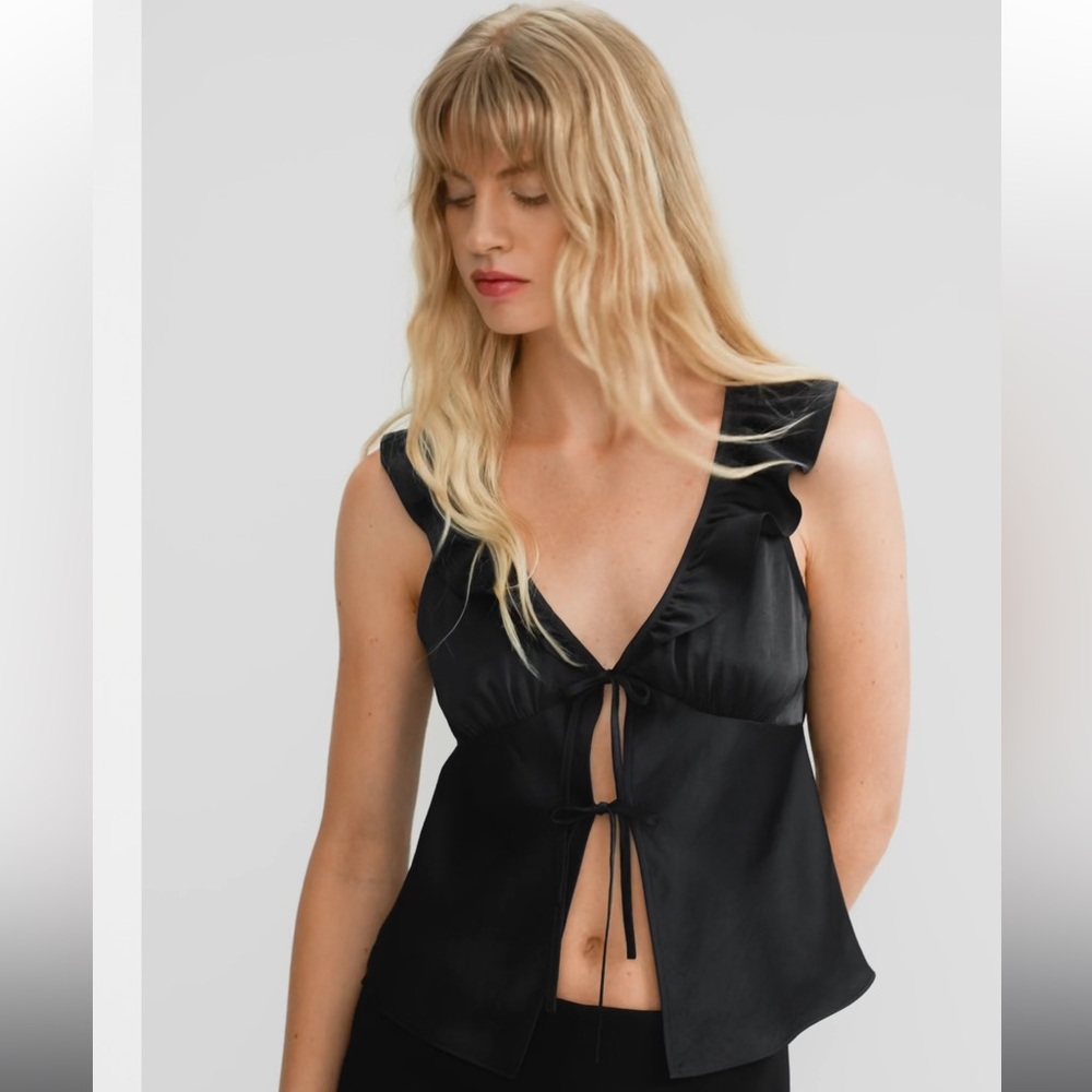 Aritzia Tonka Satin Blouse Black